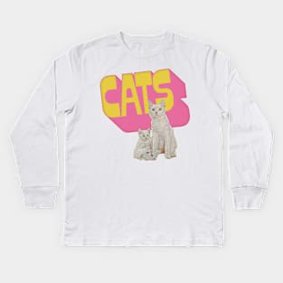 Cute Retro Style Cat Lover Design Kids Long Sleeve T-Shirt